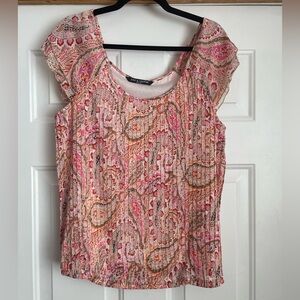 Zac & Rachel Pink and Orange Paisley Blouse, XLP